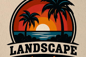 design beach landscape and lawncare logo