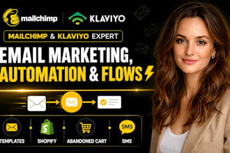 setup mailchimp and klaviyo email marketing, automation, flows and template