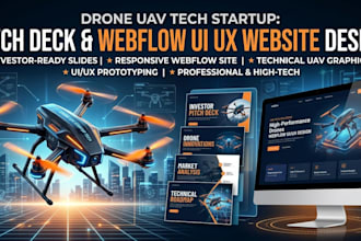 design drone uav tech startup pitch deck and webflow UI UX website design