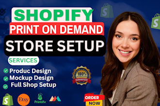 setup shopify print on demand store, etsy pod with printful, printify