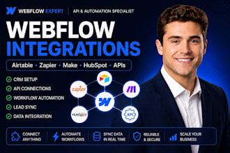 integrate webflow with airtable zapier make hubspot and apis