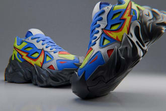 create realistic 3d sneaker design and footwear rendering
