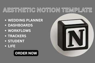 custom aesthetic notion template for students life wedding planning and tracker