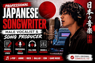 be your professional japanese songwriter, male vocalist and song producer