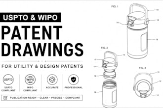 create uspto and wipo patent drawings for utility and design patents