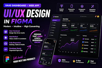 do ui ux design, web app design, saas dashboard design in figma