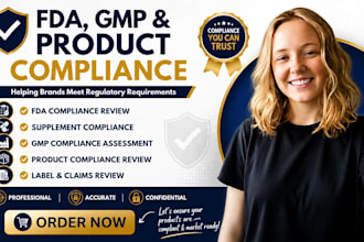 provide fda compliance, supplement compliance, gmp compliance, product complianc