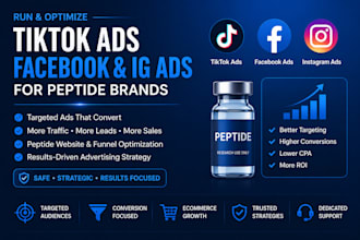 run tiktok ads, facebook or ig ads for peptide website, peptide payment gateway