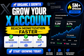 grow your x twitter account for monetization, impressions and engagement