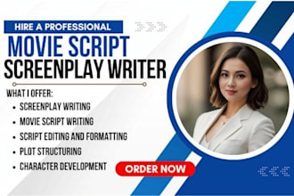 write a professional screenplay, movie script TV pilot youtube script web series