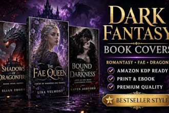 design dark fantasy romance fae dragon and romantasy book cover