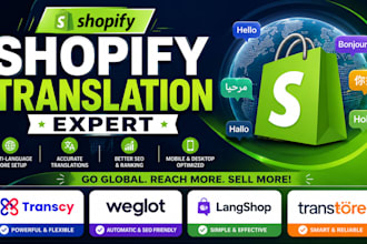 setup shopify translation transcy, weglot, langshop, transtore shopify translate