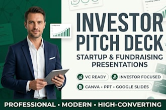 design investor pitch deck, startup pitch deck and fundraising presentation