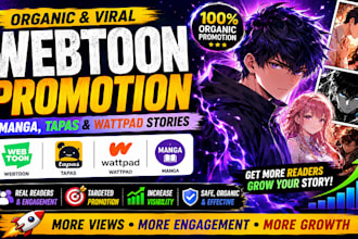 promote your webtoon, manga and wattpad to real and organic readers