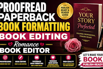 proofread, paperback book formatting, book editing, romance book editing