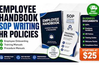 create sop, employee handbook, hr policies, onboarding guide and training manual