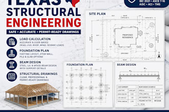 texas structural engineering, load calculation, foundation plan, and beam design