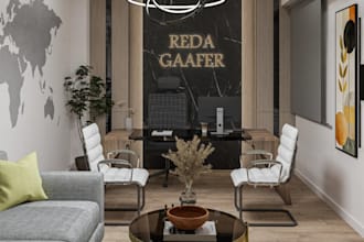 revamp 3d executive office interior, workspace furniture, manager office render