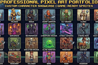 create cute pixel art icons, items, weapons and game UI assets