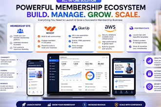 set up membership site, whop, glue up, AWS and memberstack