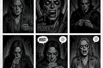 draw noir, horror and dark comic books art for your story