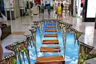 make 3d pavement floor illusion art with hidden images for walls and carpets