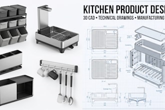 design kitchen organizer, dish rack and utensil holder 3d cad models