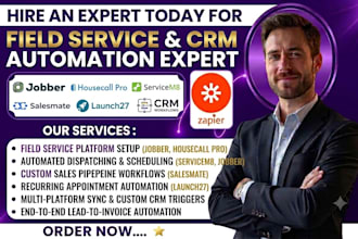 setup jobber housecall pro automation servicem8 salesmate launch27 CRM workflows