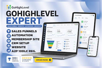 gohighlevel sales funnel, landing page and automation workflow API intergration