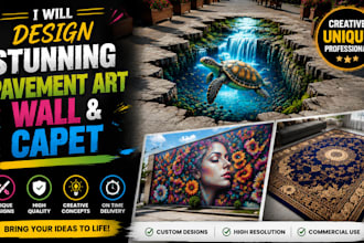 design stunning  anamorphic pavement art wall and capet