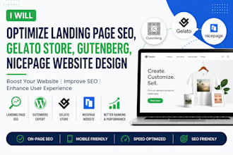 optimize landing page SEO gelato store gutenberg nicepage website design