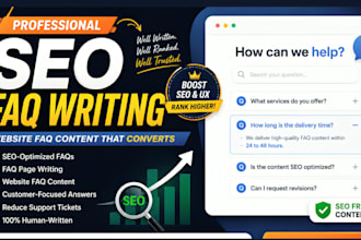 write seo faq, faq writing, faq page website faq content and website content