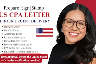 write US CPA letter, income verification, comfort letter, and mortgage letter