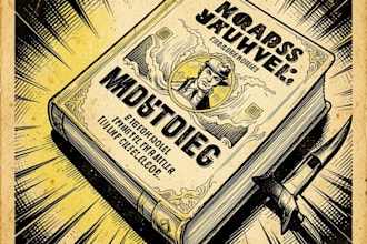draw your book in digital line art in vintage pulp magazine style