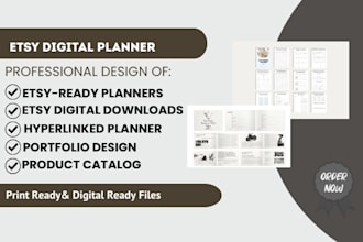 etsy digital planner digital journal hyperlinked planner for etsy shop