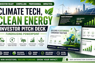 create climate tech, clean energy investor pitch deck, fundraising powerpoint