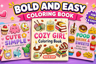 draw bold and easy kawaii cozy coloring book pages for KDP