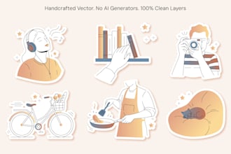 design aesthetic vector sticker sheet for your brand or app