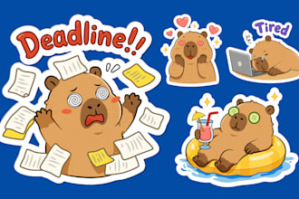 design custom vector stickers for telegram, whatsapp