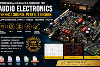 design schematic and pcb for audio amplifier, dacs, mixers, preamps and guitar