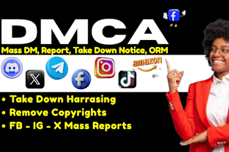 x ig banning mass report bot, takedown harrassing remove copyright dmca
