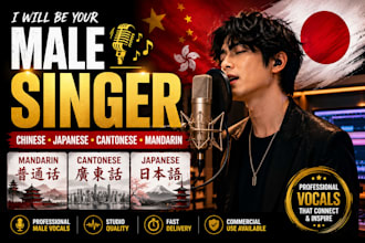 be your male chinese, japanese, cantonese, mandarin singer