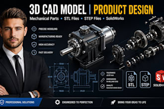 3d cad model, product design, mechanical part, stl, step file using solidworks