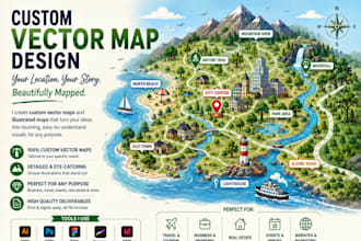 create custom vector map design and illustrated location maps