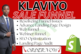 klaviyo sale funnel landing page design SEO optimization shopify email flow