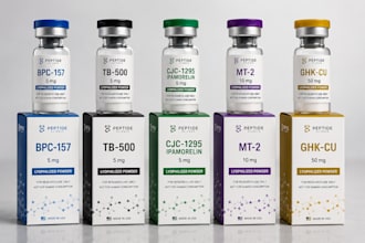 design peptide vial label, vial label design, product label design