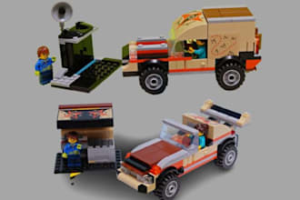 design custom 3d lego moc creations, lego technic,lego cars,vehicles, pdf manual