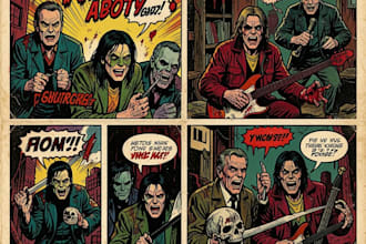 retro vintage comic book pop art, horror comic book, retro comic characters