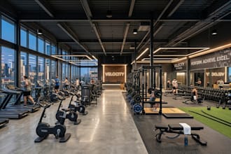 design a modern and functional gym interior, fitness space
