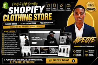 design luxury shopify clothing store, fashion brand website, streetwear store